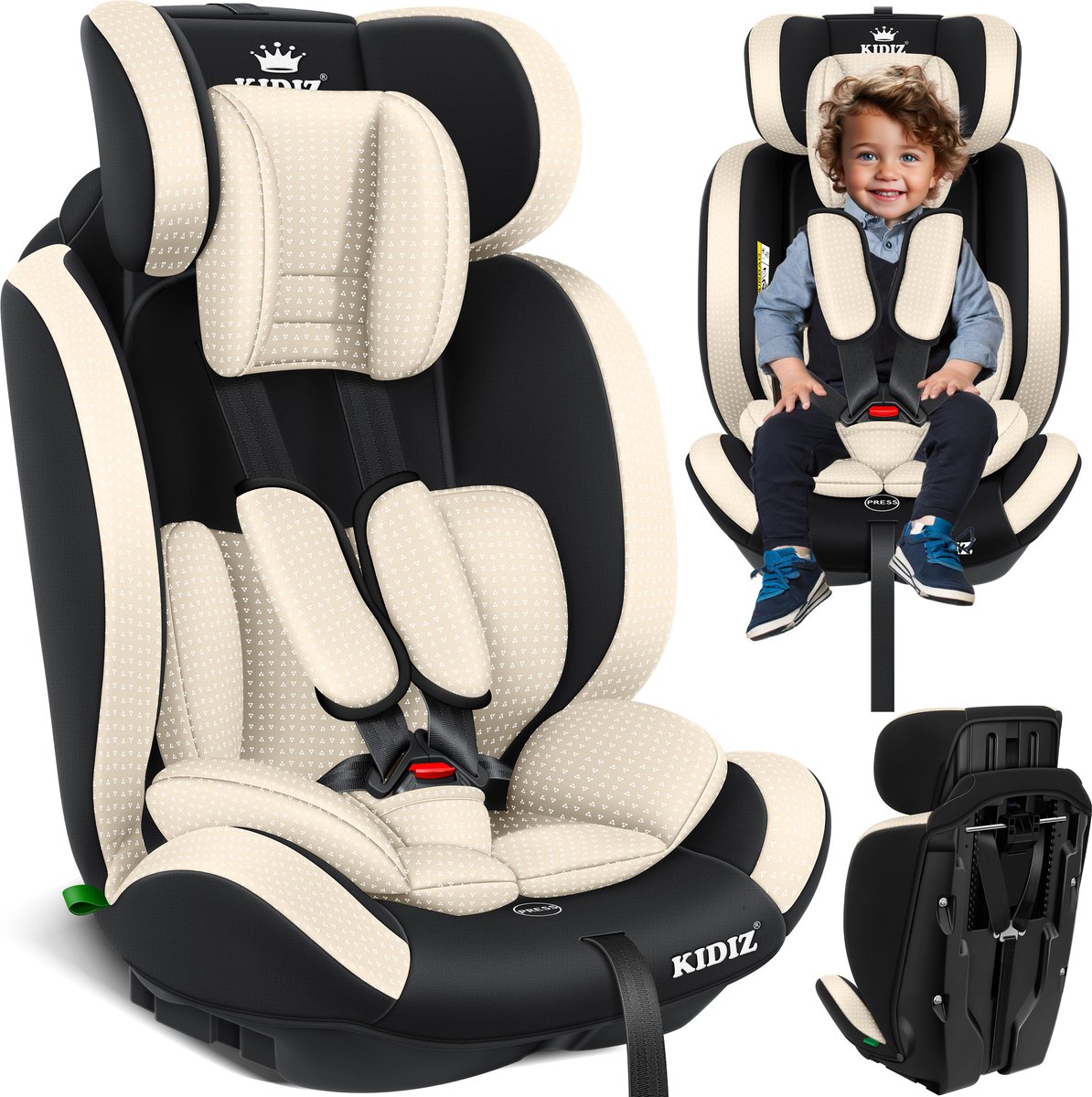 KIDIZ Kinderautostoeltje Kuip Beige 9-36 kg Gr.1/2/3