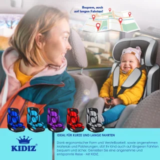KIDIZ kinderautostoeltje kuip grijs groep 1/2/3 9-36 kg