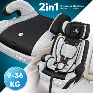 KIDIZ kinderautostoeltje kuip grijs groep 1/2/3 9-36 kg