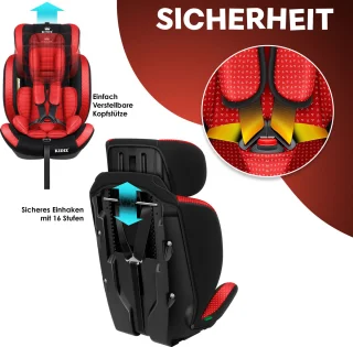 KIDIZ Kinderautostoeltje Kuip Groep 1-3 Rood