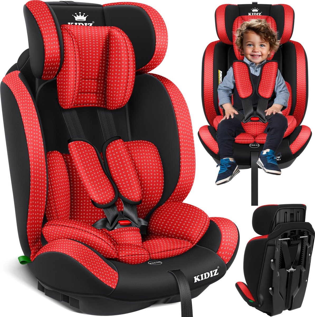 KIDIZ Kinderautostoeltje Kuip Groep 1-3 Rood