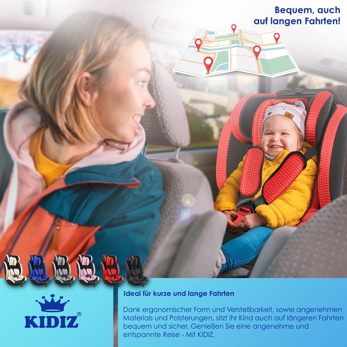 KIDIZ Kinderautostoeltje Kuip Groep 1-3 Rood