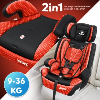 KIDIZ Kinderautostoeltje Kuip Groep 1-3 Rood