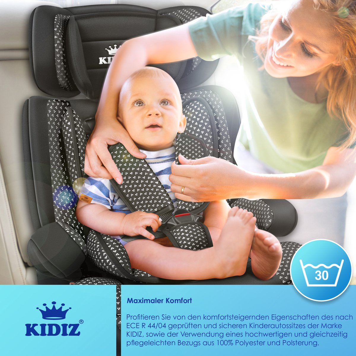 KIDIZ Kinderautostoeltje Kuip Zwart 9-36 kg Gr. 1/2/3