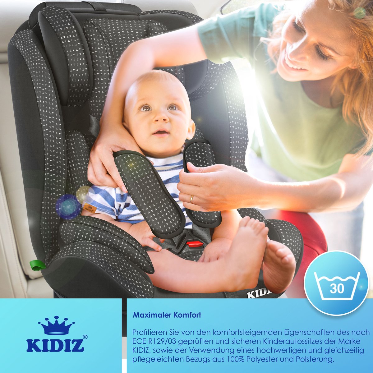 KIDIZ Kinderautostoeltje Kuip Zwart 9-36 kg Gr. 1/2/3