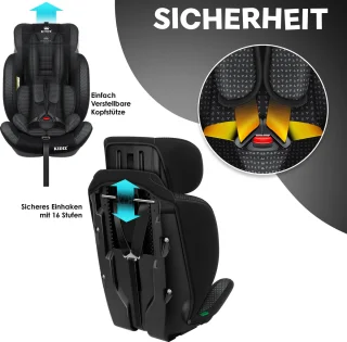 KIDIZ Kinderautostoeltje Kuip Zwart 9-36 kg Gr. 1/2/3