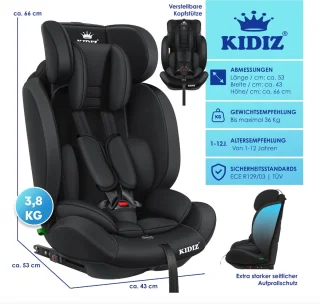 KIDIZ Premium Kinderautostoel Groep 1-3 9-36 kg