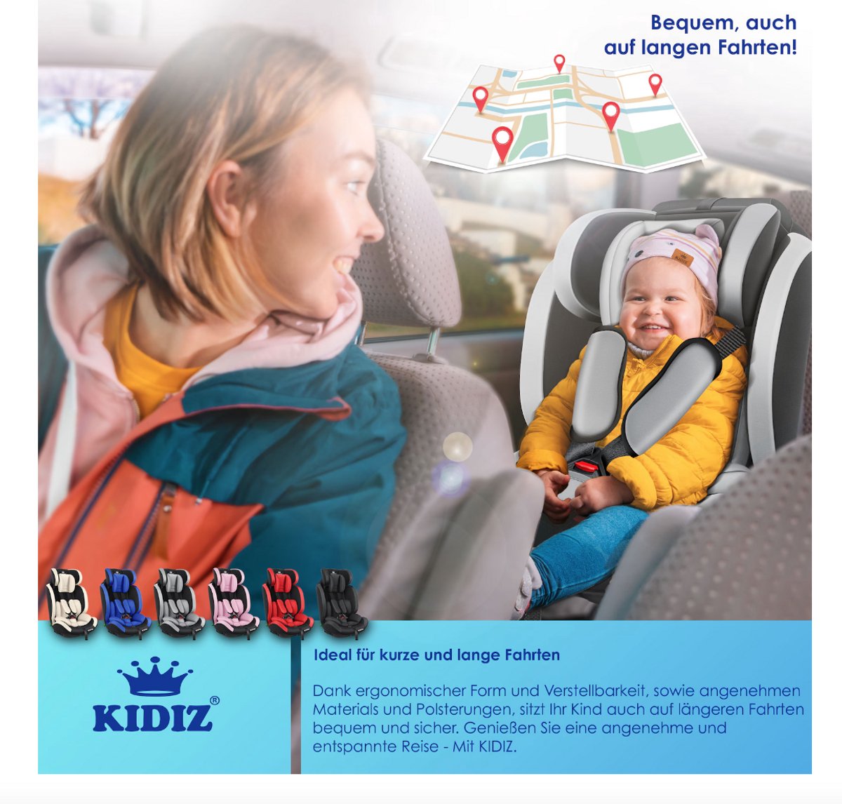 KIDIZ Premium Kinderautostoel Groep 1-3