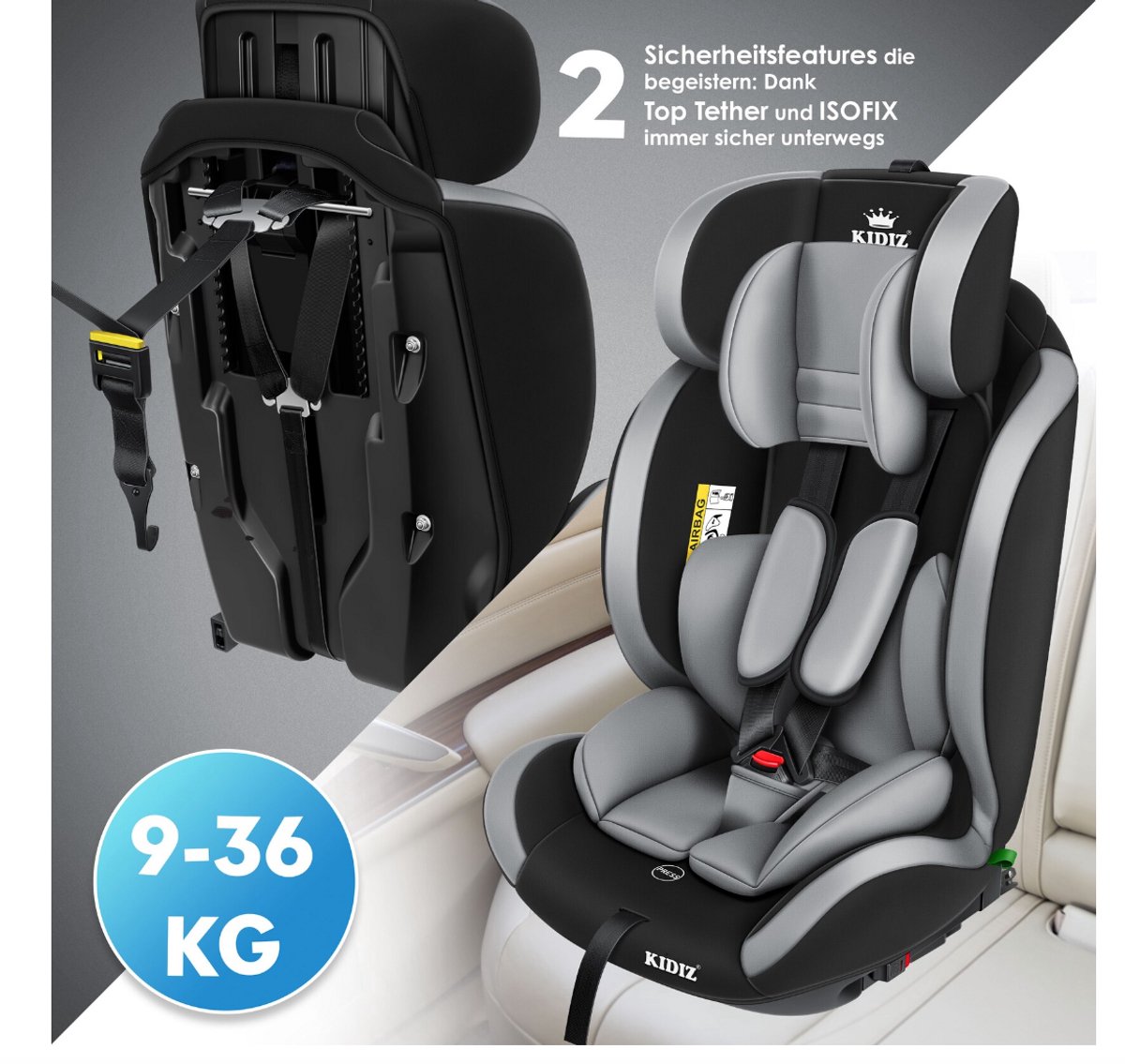 KIDIZ Premium Kinderautostoel Groep 1-3