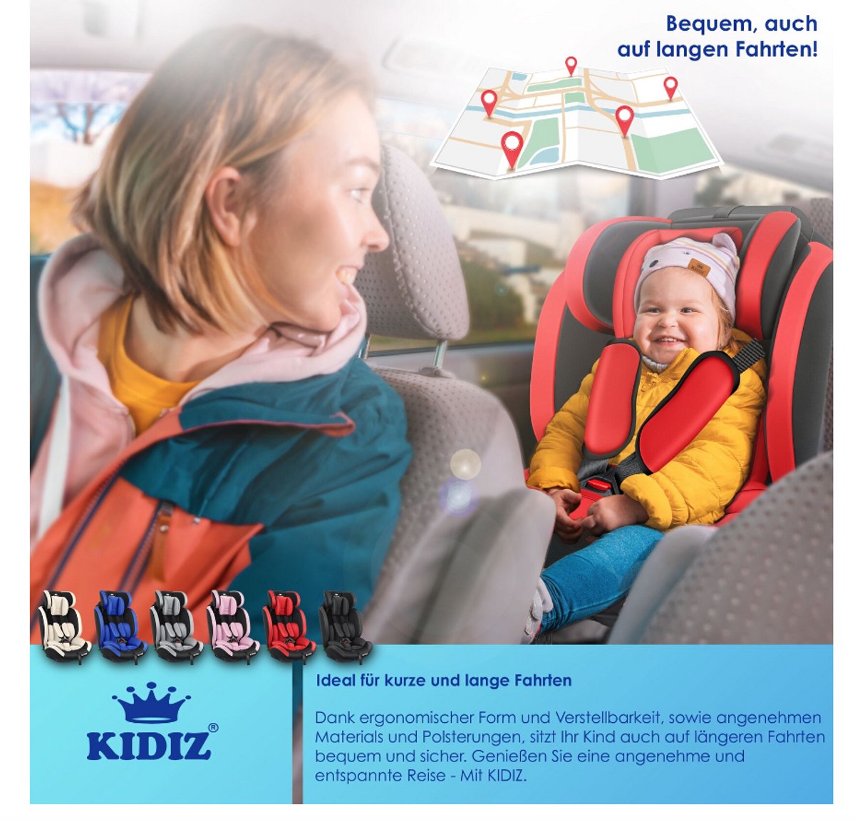 KIDIZ Premium Kinderautostoel Groep 1+2+3