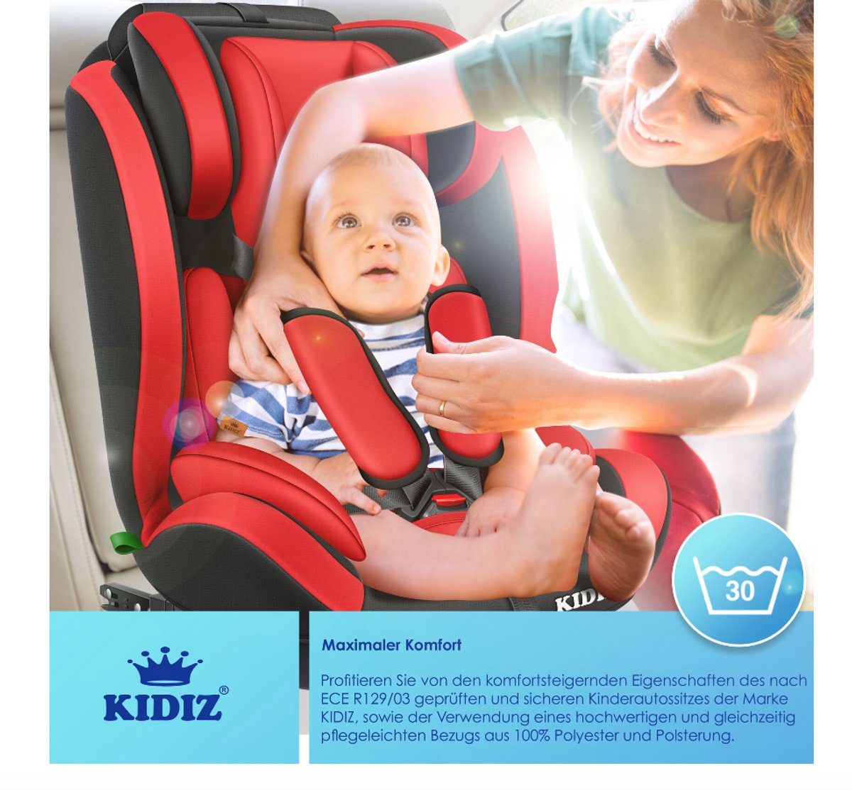 KIDIZ Premium Kinderautostoel Groep 1+2+3