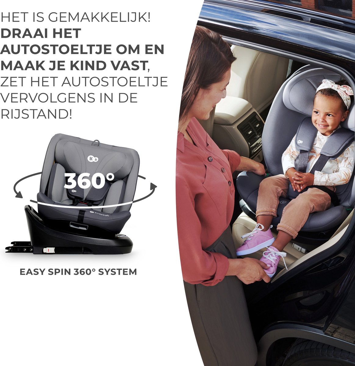 Kinderkraft I-GROW I-SIZE Autostoel Grijs