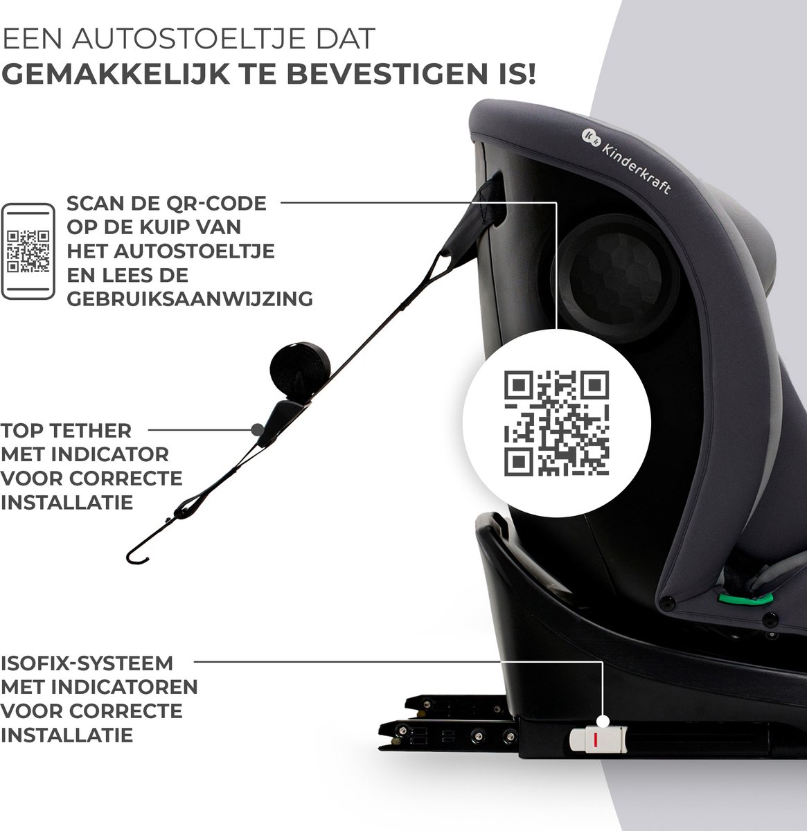 Kinderkraft I-GROW I-SIZE Autostoel Grijs