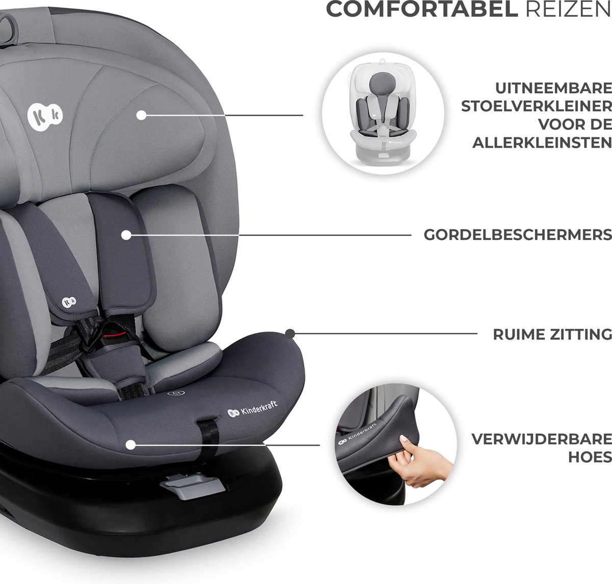 Kinderkraft I-GROW I-SIZE Autostoel Grijs