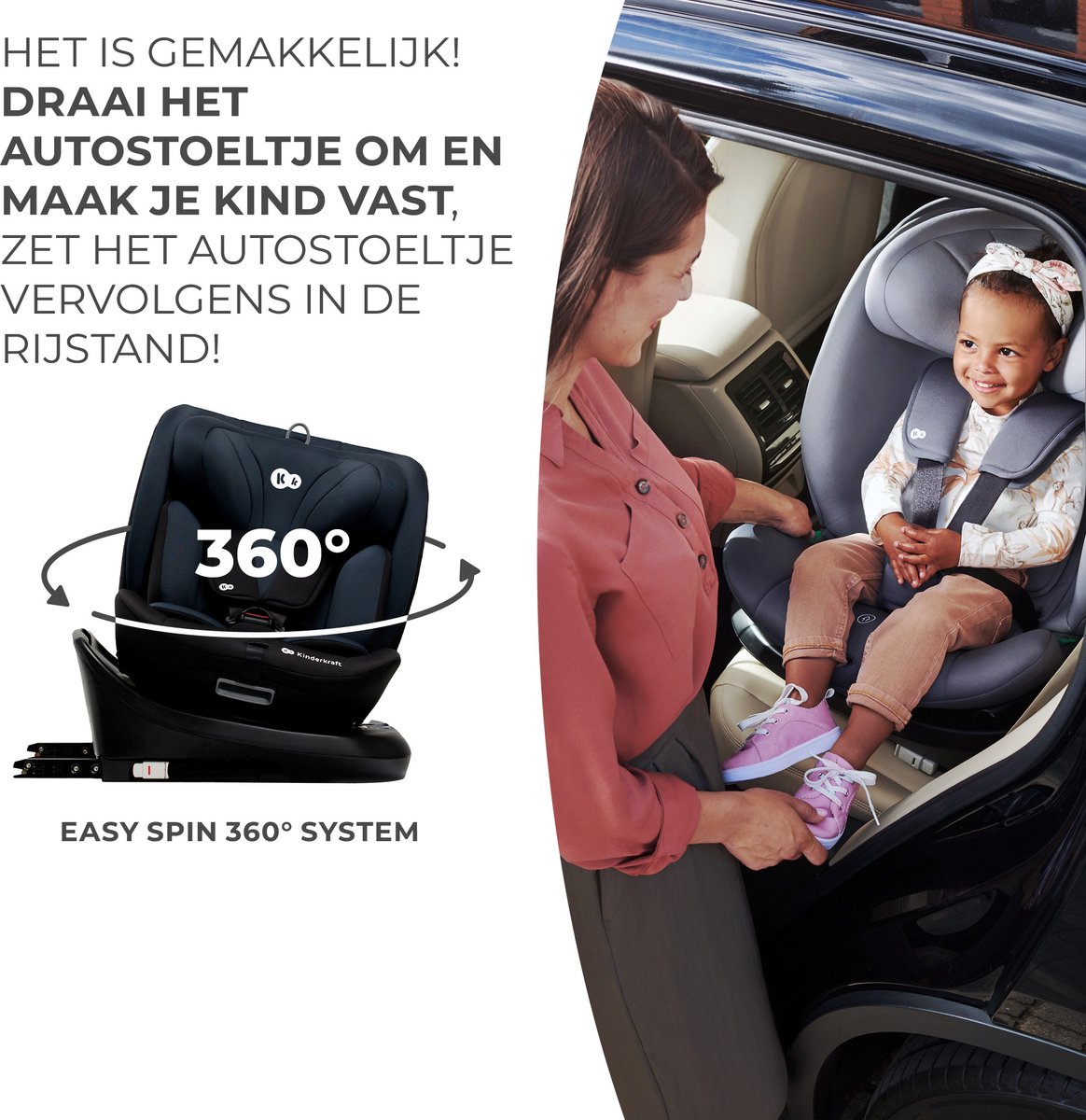 Kinderkraft I-GROW I-SIZE Autostoeltje Zwart