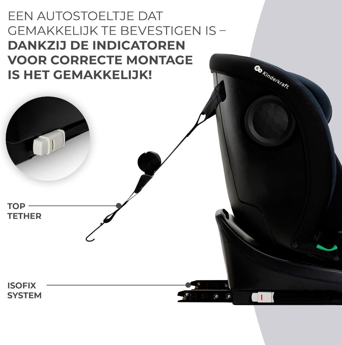 Kinderkraft I-GROW I-SIZE Autostoeltje Zwart