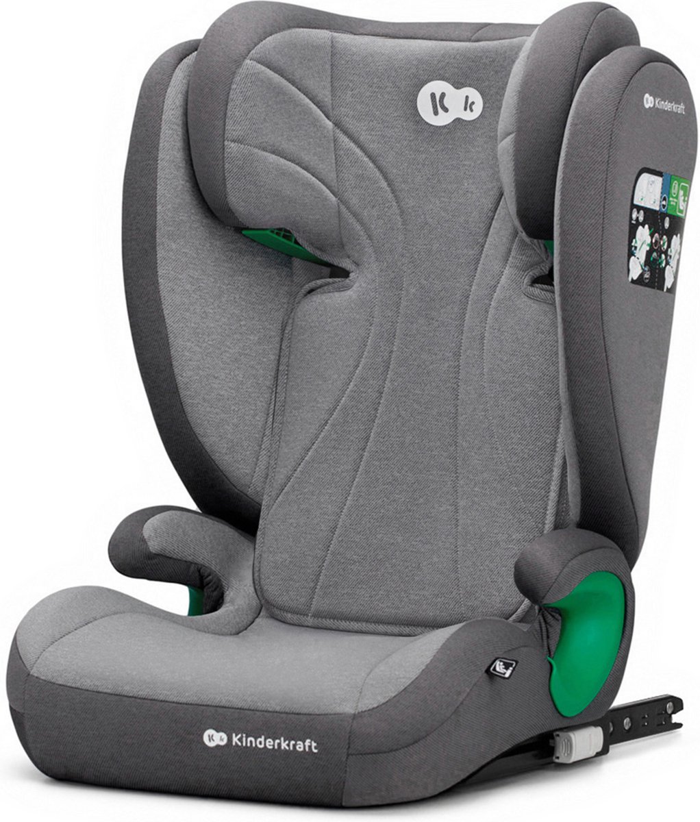 De Kinderkraft JUNIOR FIX 2 I-SIZE Autostoeltje Grijs in één oogopslag