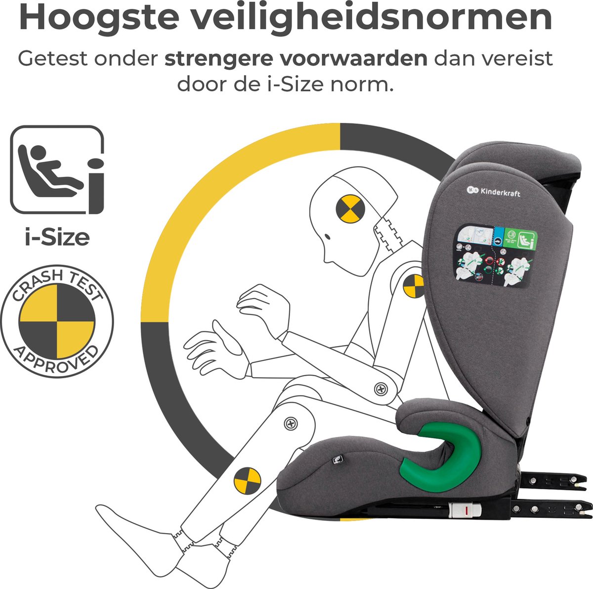 Wat vinden we goed aan de Kinderkraft JUNIOR FIX 2 I-SIZE Autostoeltje Grijs