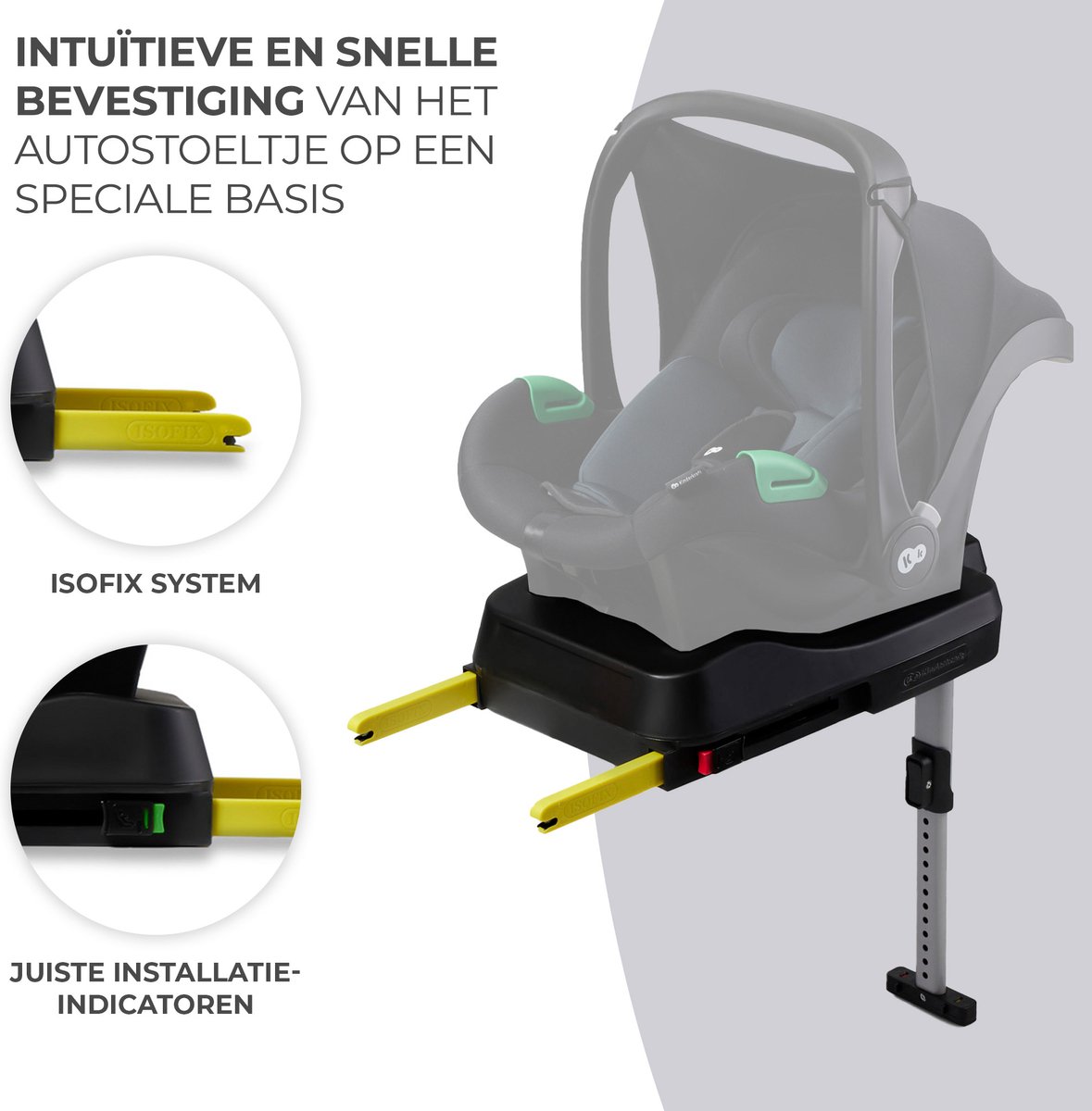 Kinderkraft Mink FX Isofix met Mink Pro autostoeltje Grijs