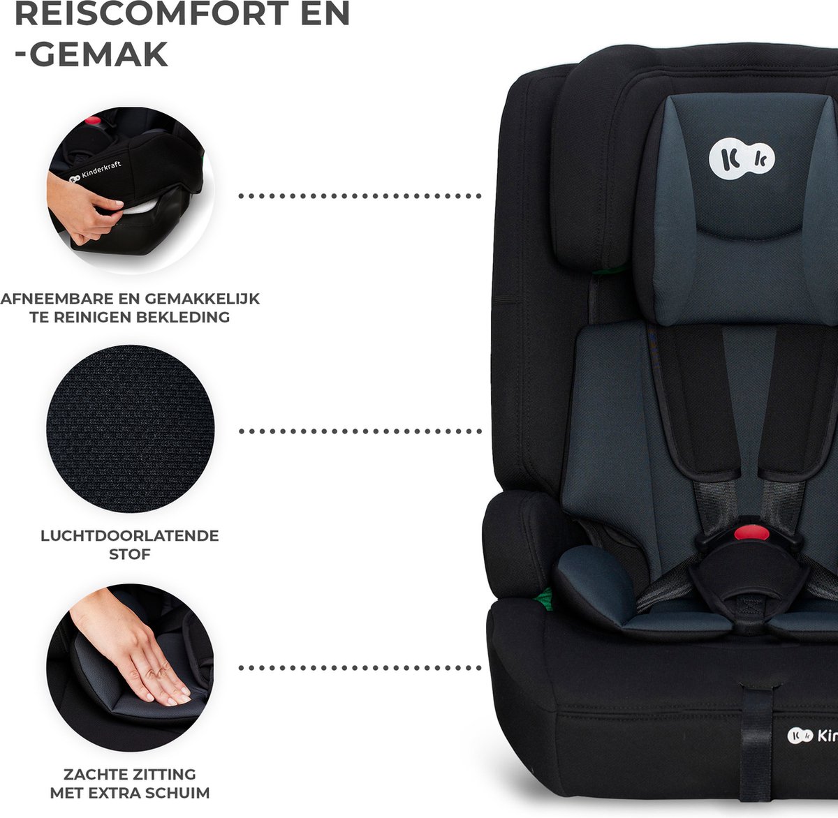 Kinderkraft SAFETY FIX2 I-SIZE Autostoeltje Zwart 9-36 kg