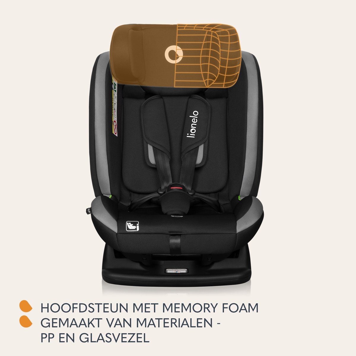 Lionelo Aart i-Size Kinder Autostoel 0-36 kg Groep 0-3