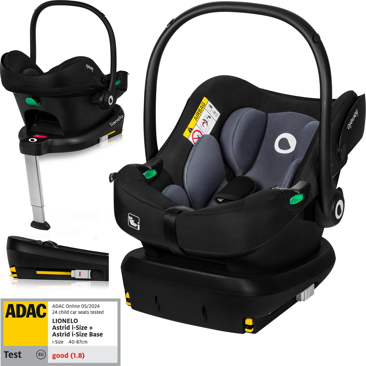 De Lionelo Astrid i-Size Autostoeltje 40–87 cm met ISOFIX-Basis in één oogopslag
