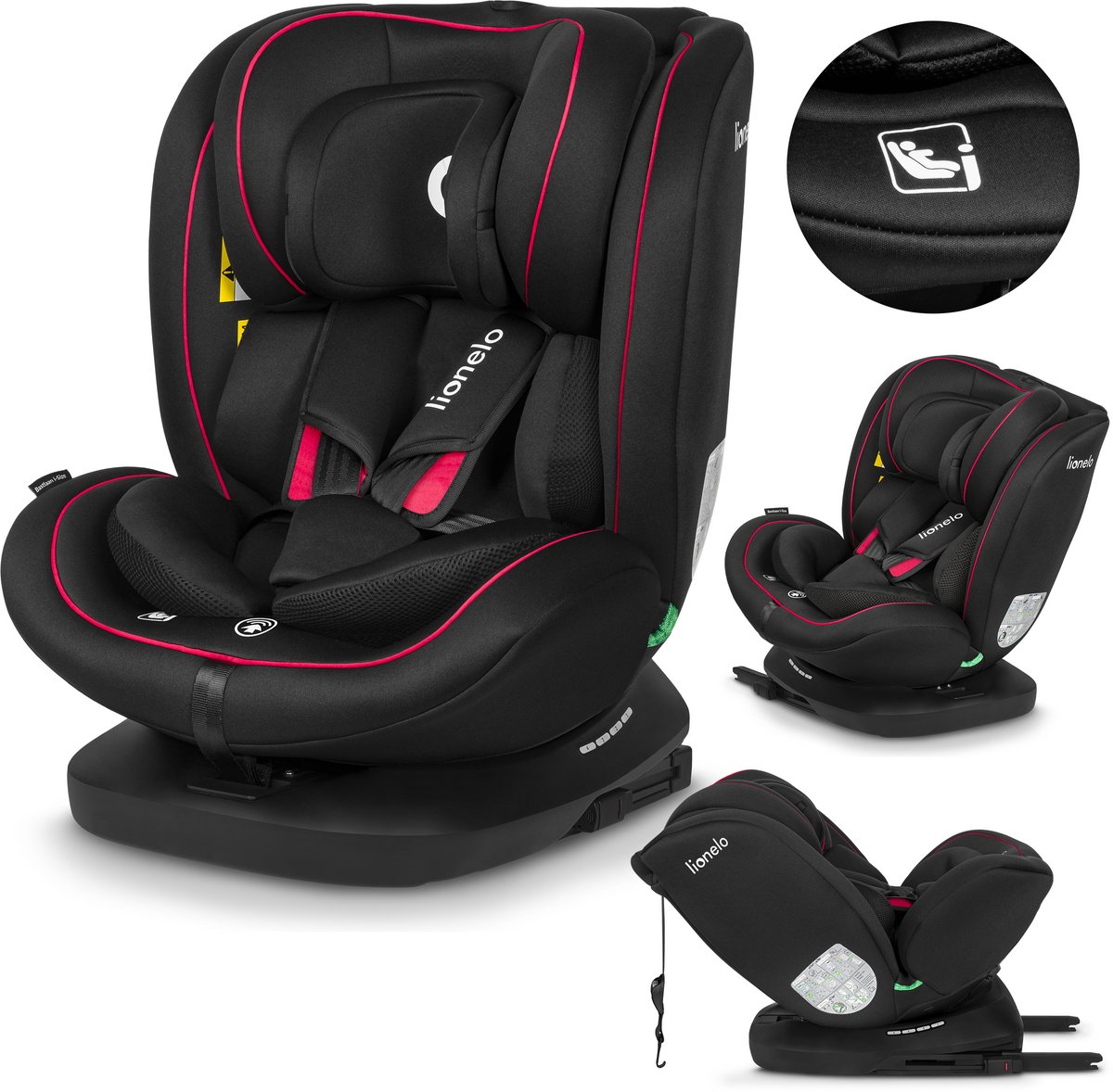 De Lionelo Bastiaan i-Size Autostoel 4in1 ISOFIX 360° Groep 0-3 in één oogopslag