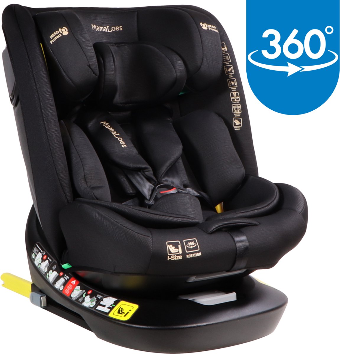 MamaLoes Sef Zwart 40-150 cm 360° i-Size Autostoel