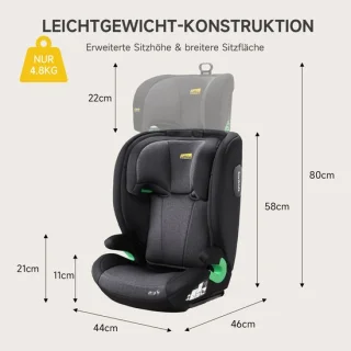 MEUNIQ i-Size R129 autostoeltje voor kinderen van 100–150 cm, zwart