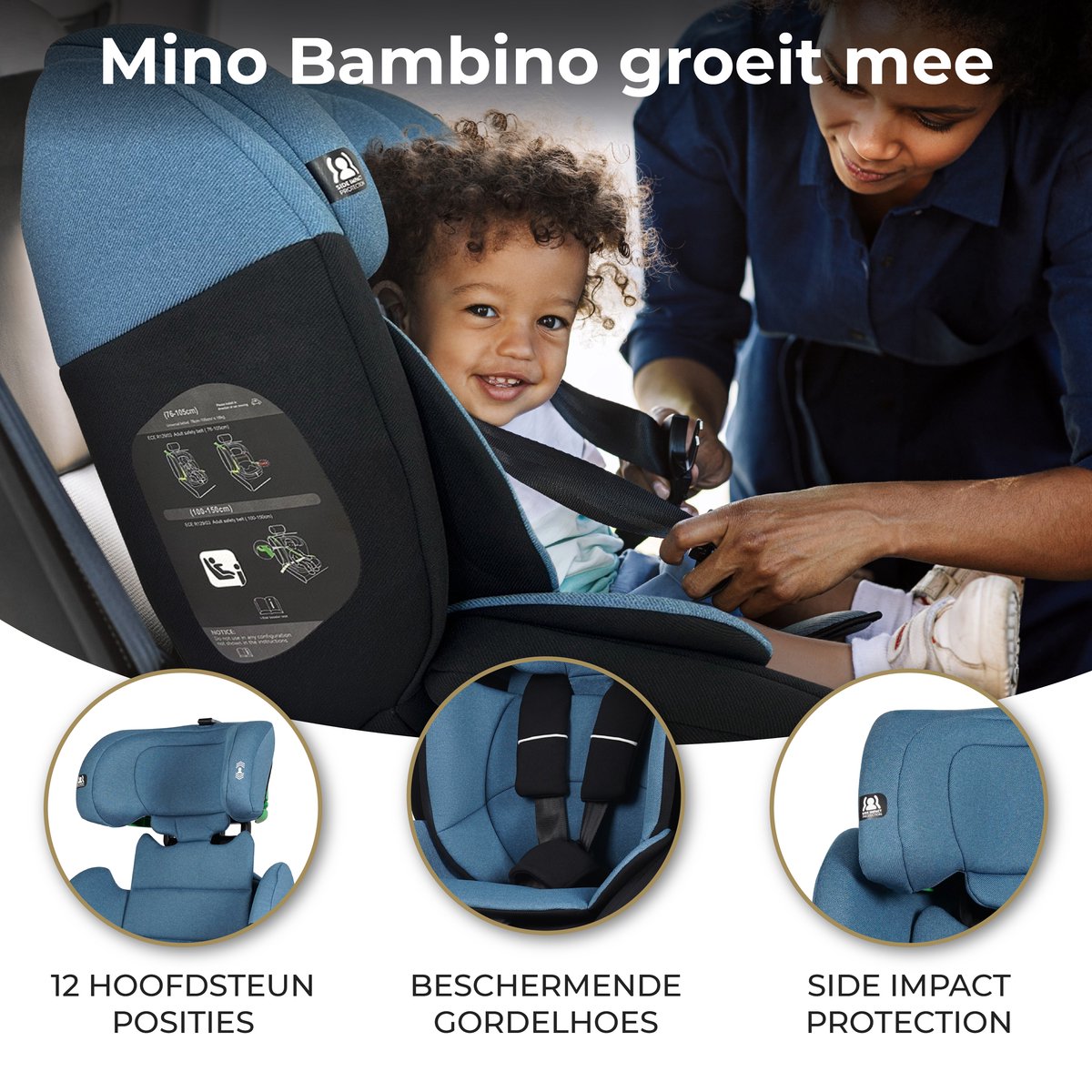 Mino Bambino i-Size Autostoel Blauw Groep 1/2/3