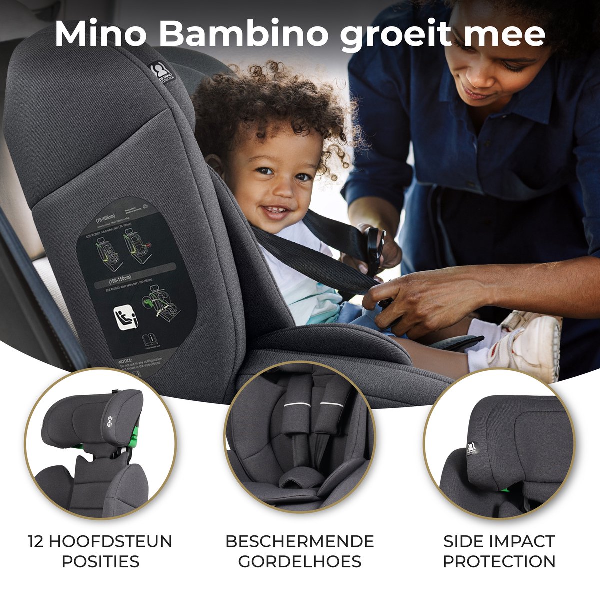 Mino Bambino i-Size Autostoel Grijs Groep 1/2/3
