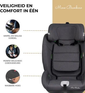 Mino Bambino i-Size Autostoel Grijs Groep 1/2/3