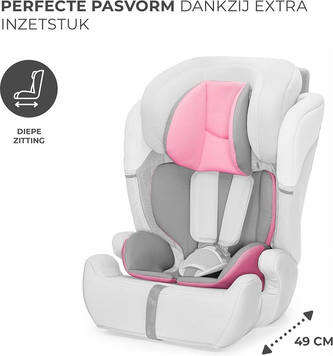 MKSS Kinderstoel Auto Licht Grijs Roze