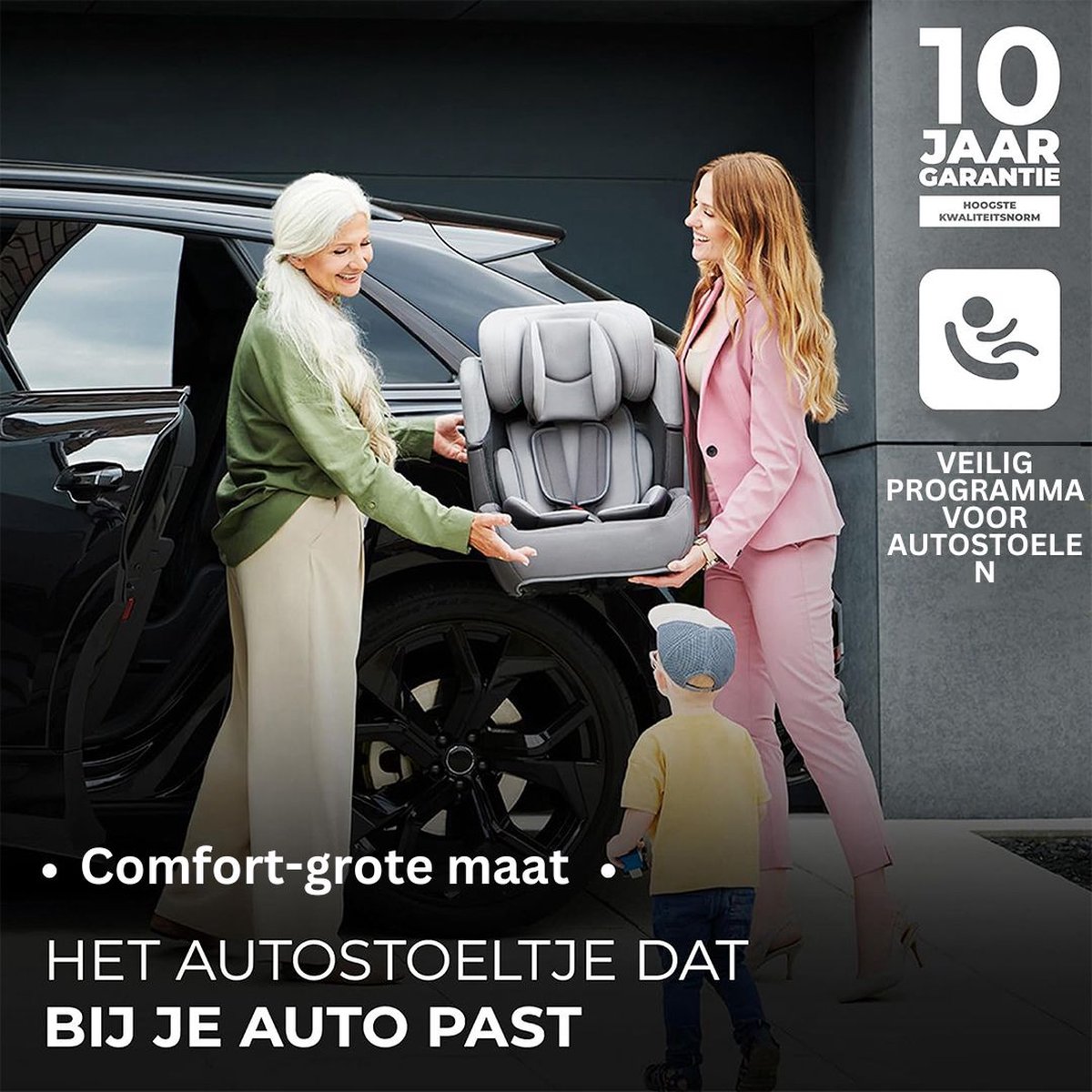 MKSS® Kinderzitje Auto Zwart Grijs