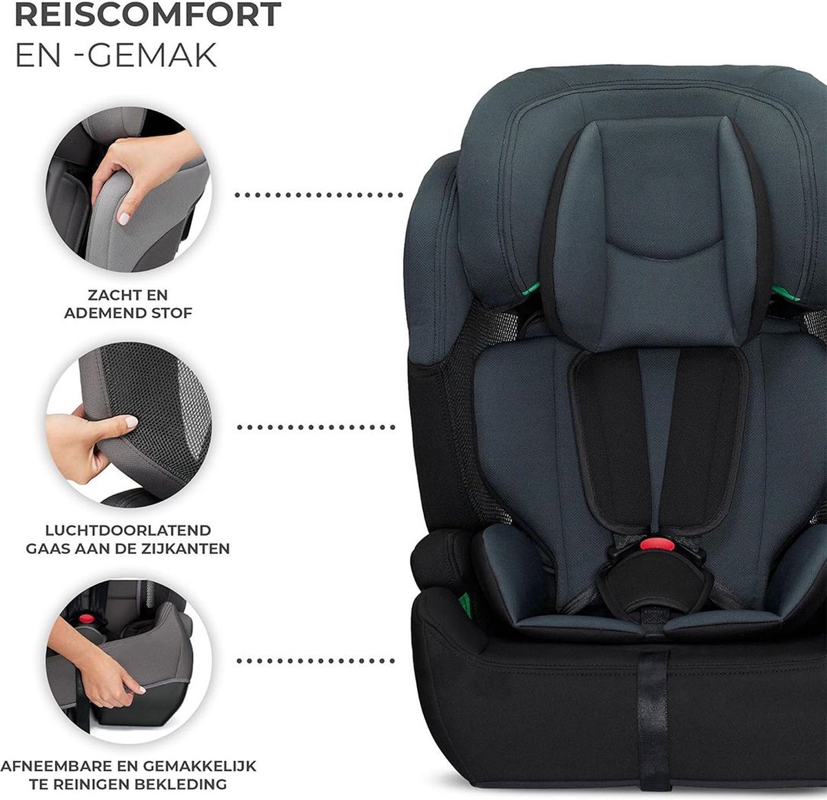 MKSS® Kinderzitje Auto Zwart Grijs