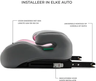 MMM® Isofix Stoelverhoger 135-150 cm Roze