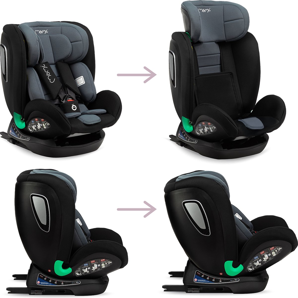MoMi Urso i-Size autostoel Isofix zwart 40-150 cm