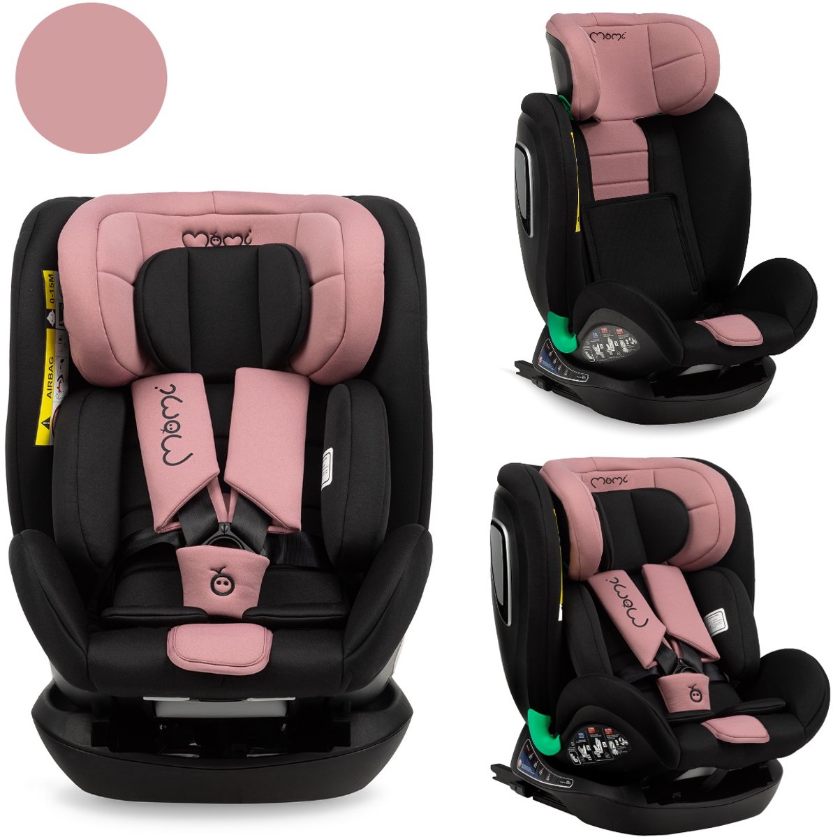 MoMi Urso i-Size autostoel isoFix Zwart-Roze