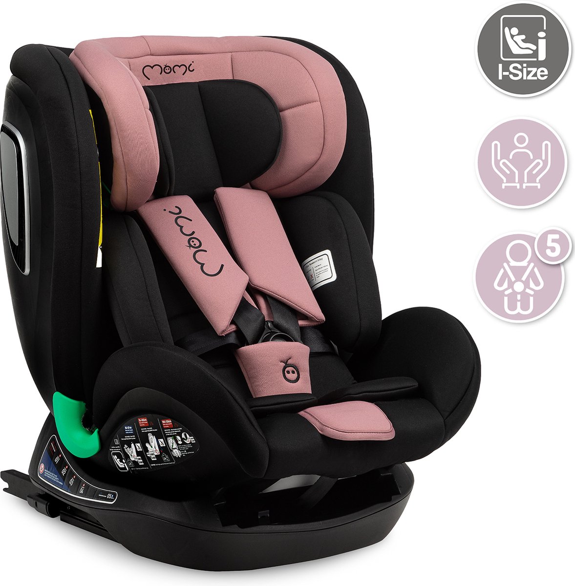 MoMi Urso i-Size autostoel isoFix Zwart-Roze