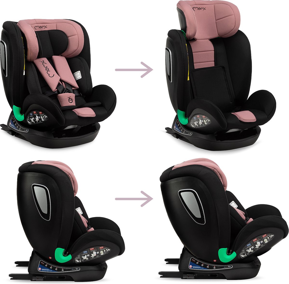 MoMi Urso i-Size autostoel isoFix Zwart-Roze