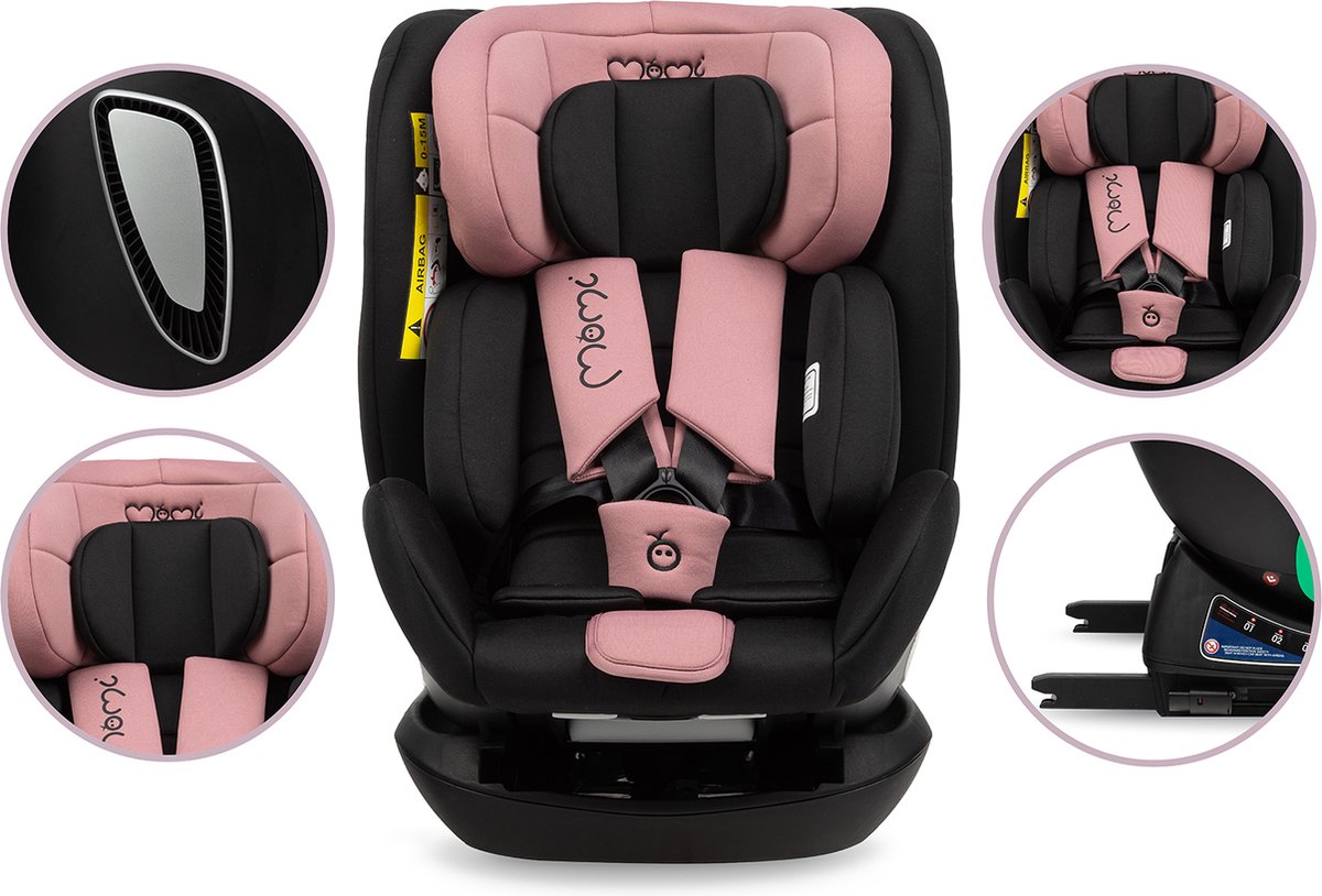 MoMi Urso i-Size autostoel isoFix Zwart-Roze