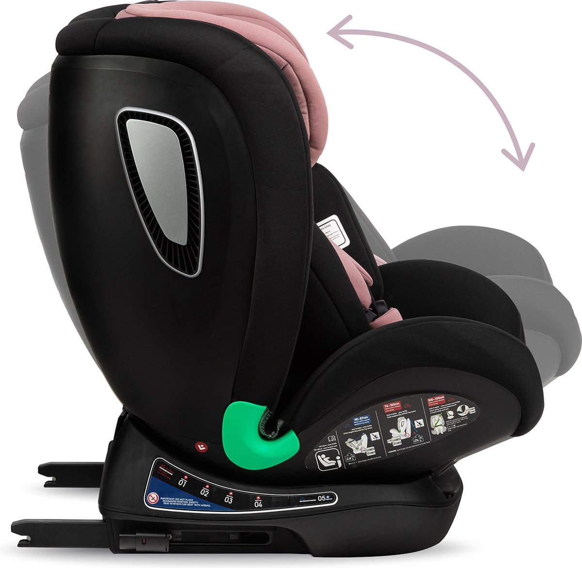 MoMi Urso i-Size autostoel isoFix Zwart-Roze