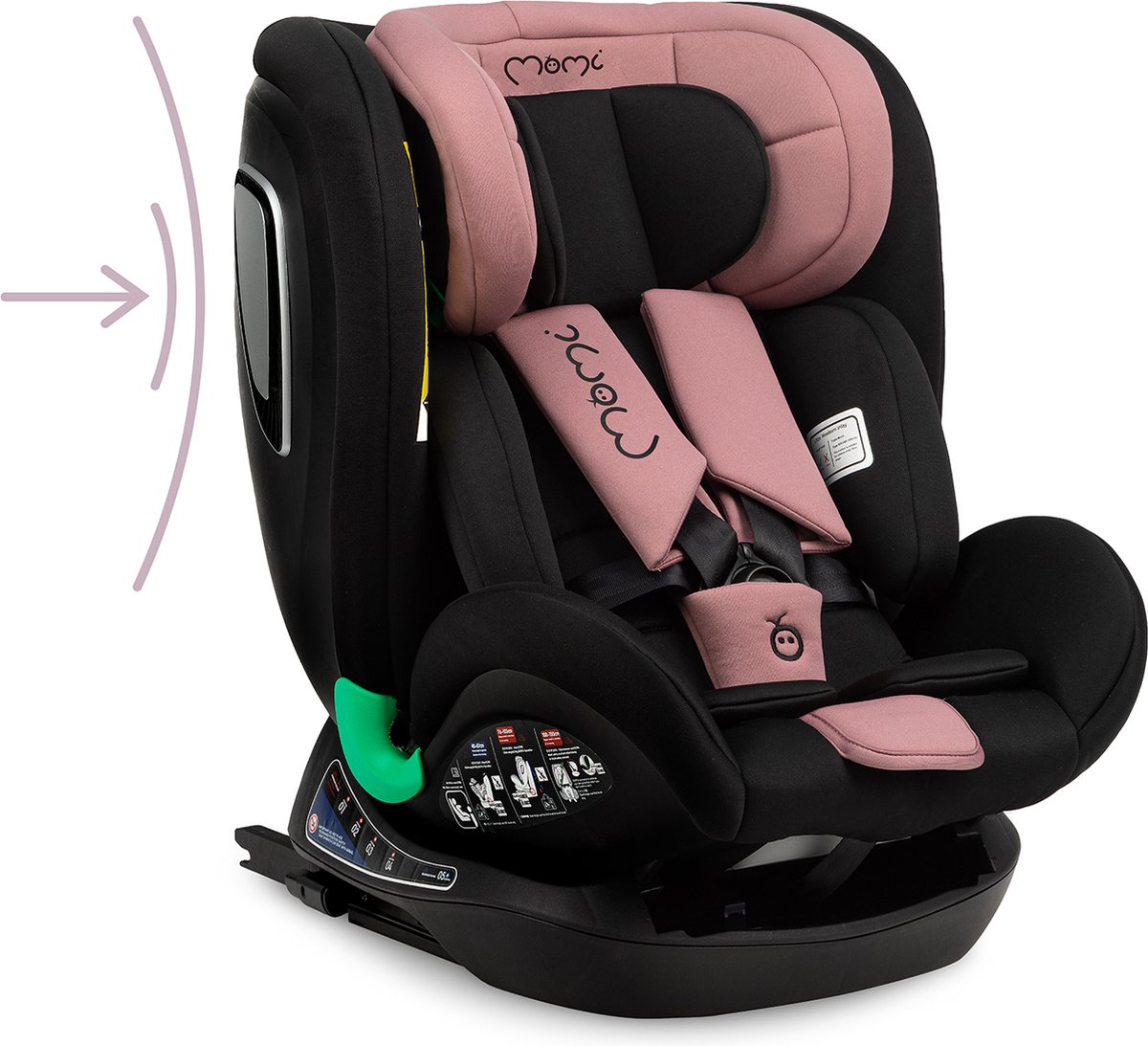 MoMi Urso i-Size autostoel isoFix Zwart-Roze