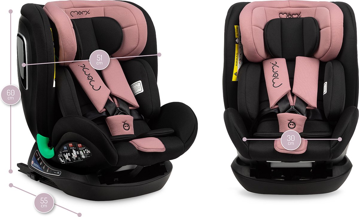 MoMi Urso i-Size autostoel isoFix Zwart-Roze