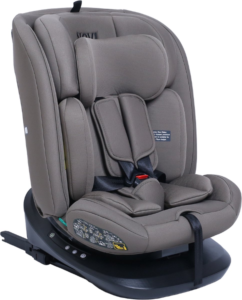 De Novi Baby Goliath Premium I-Size Draaibaar Dark Chocolat Autostoel in één oogopslag