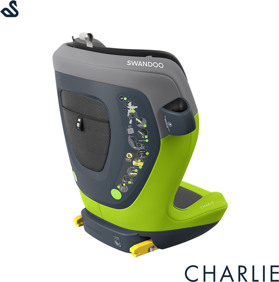 Swandoo Charlie i-Size Autostoel Lime/Sesame Grey