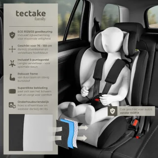 tectake Autostoel Kinderzitje 36 kg lichtgrijs/zwart
