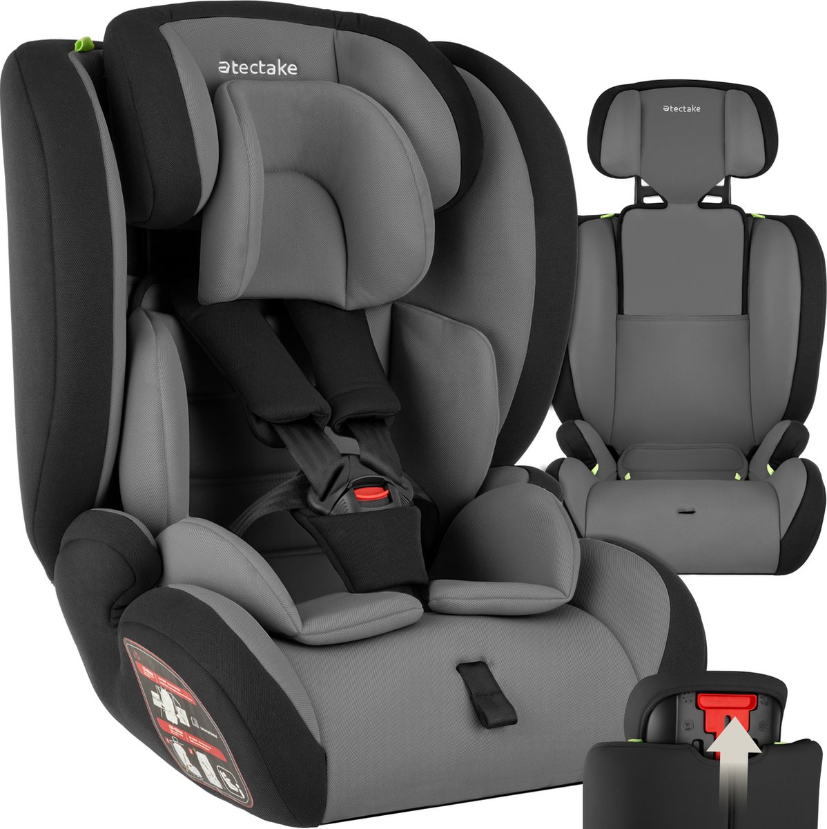 tectake Autostoel Kinderzitje Max 36 kg Donkergrijs