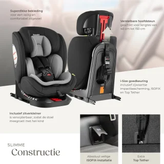 tectake® Draaibare Isofix Autostoel Kinderstoel i-Size