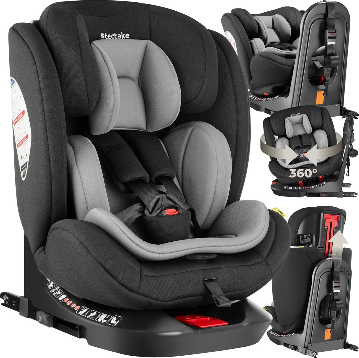 tectake® Draaibare Isofix Autostoel Kinderstoel i-Size